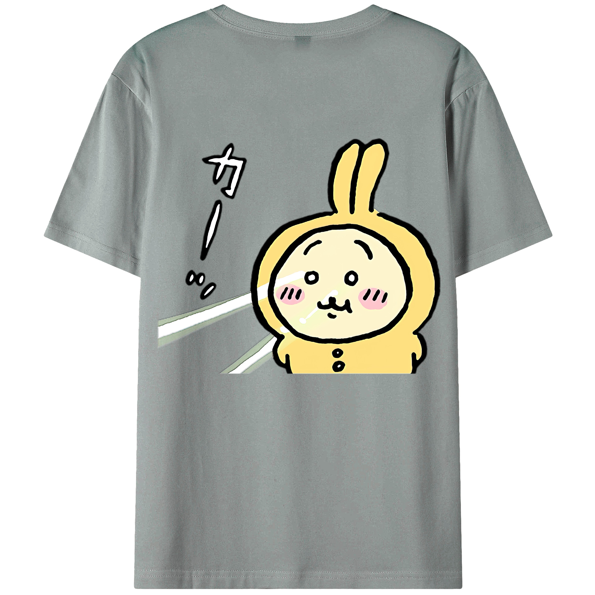 （画像用） ちいかわ うさぎ Chii-kawa usagi 綿100％ メンズ半袖Tシャツ（バックプリント） 通気性